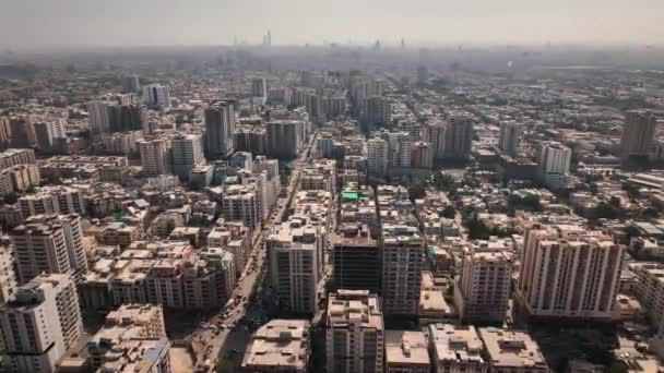 Αεροφωτογραφία Της Πόλης Καράτσι Αναπτυχθεί Πλήρως Υψηλό Ουρανό Scrapper Και — Αρχείο Βίντεο