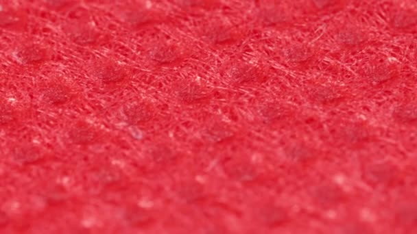 Röd Textilduk Ytstruktur Makro Skott Närbild Med Rotationsrörelse — Stockvideo