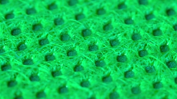 Groene Textiel Doek Oppervlakte Textuur Macro Shot Close Zicht Met — Stockvideo