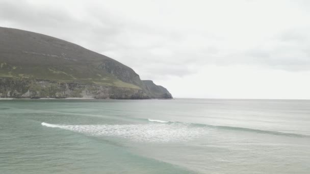 Keel Beach Cathedral Rocks Minaun Cliffs Achill Island County Mayo — стокове відео