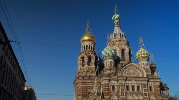 Weitwinkelaufnahme Einer Russisch Orthodoxen Kirche Russland Sankt Petersburg Newski Aussicht — Stockvideo
