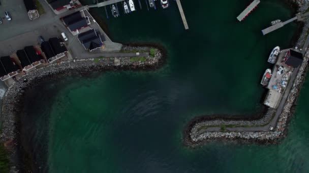 Aerial Top Shot Tons Marina Helgeland Nordland Βόρεια Νορβηγία Ευρώπη — Αρχείο Βίντεο
