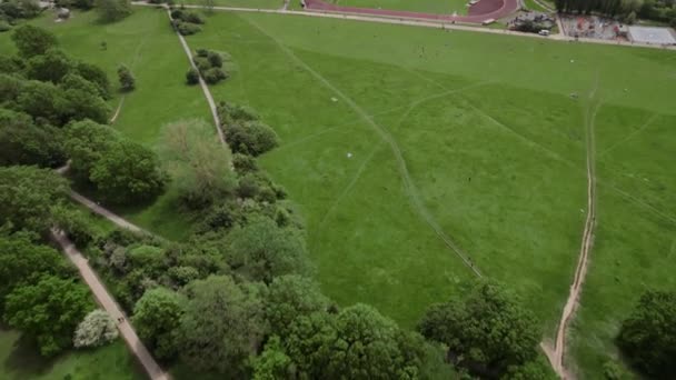 London City Aerial View Parliament Hill Flyger Förbi Belsize Park — Stockvideo