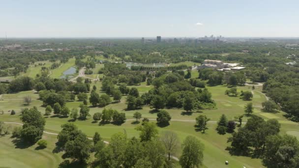 Push Forest Park Grand Basin Louis Art Museum Beautiful Summer — Vídeo de Stock