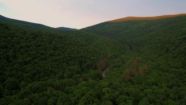 Impressionante Vídeo Drone Impressionante Vale Montanha Apalaches Durante Verão Pôr — Vídeo de Stock