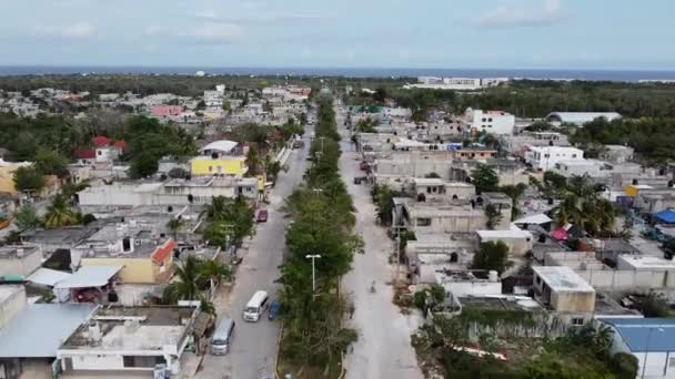 Letecký Záběr Domů Pohled Ulici Akumal Mexiko — Stock video