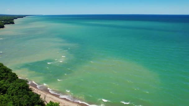 Espectacular Metraje Video Drones Aéreos Del Hermoso Lago Erie Durante — Vídeos de Stock