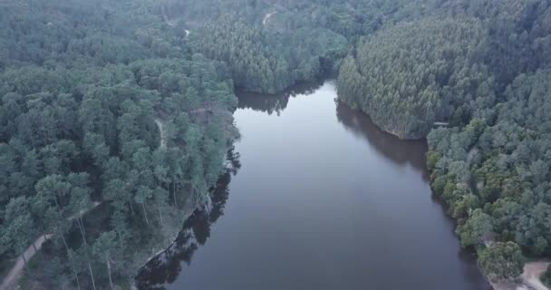 Aerial Shot Barragem Mula Dam Lake Reservoir Sky Cascais Portugal — Video