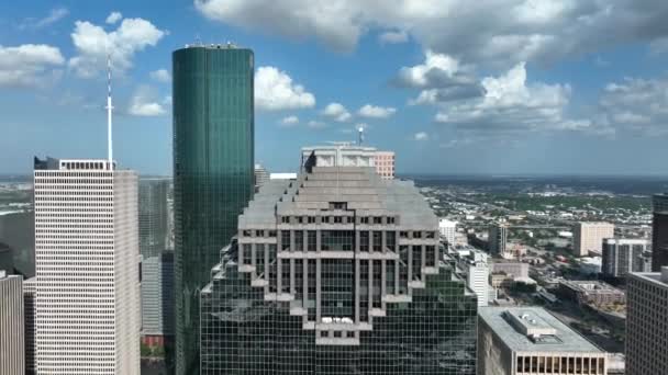 American Skyscraper Towers Sunny Day Usa Office Buildings Downtown Urban — Vídeo de Stock