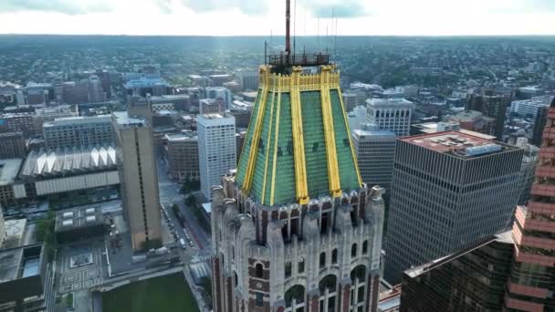 Bank American Building Downtown Baltimore Aerial Orbit Reveals Skyline Maryland — Vídeo de Stock