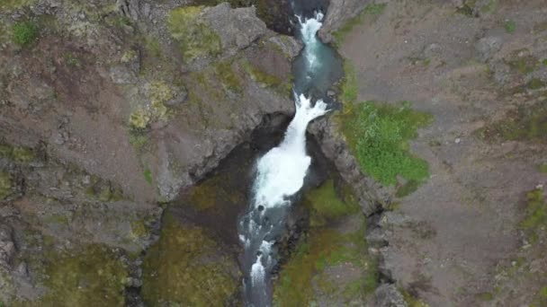 Waterfalls Iceland Stacked Drone Video Moving — Stockvideo