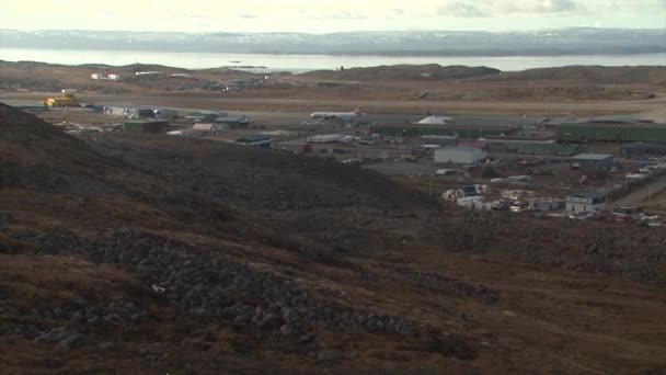 High Wide Shot Showing Iqaluit Airport — Stok video