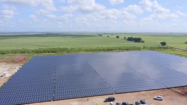 Drone View Section Solar Farm Panels Soco Photovoltaic Power Station — 图库视频影像