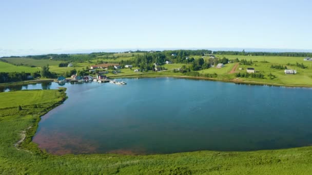 Approaching Small Fishing Port French River Prince Edward Island Canada — Vídeo de Stock