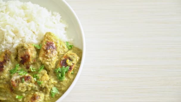 Afghani Chicken Green Curry Hariyali Tikka Chicken Hara Masala Rice — Stok video