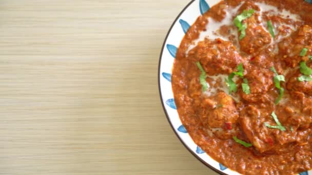 Pollo Tikka Masala Picante Comida Carne Curry Estilo Comida India — Vídeos de Stock
