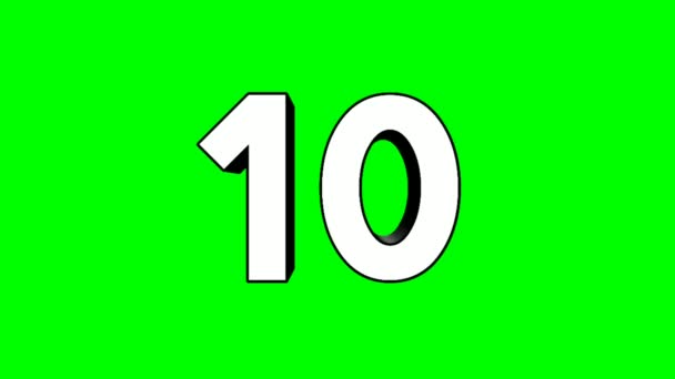 Κινούμενα Σχέδια Αριθμός Δέκα Πράσινο Φόντο Οθόνη — Αρχείο Βίντεο