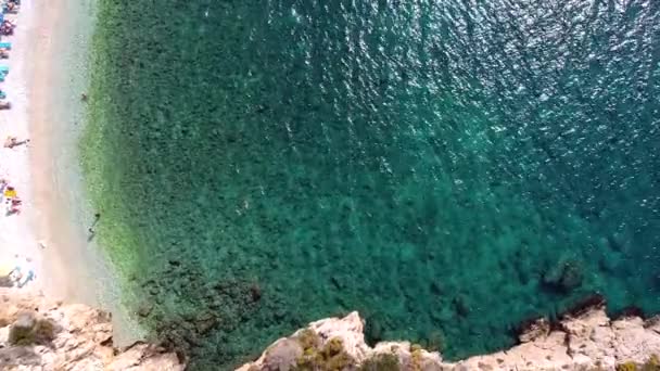 Drone Shot Mediterranean Beach — Stock Video