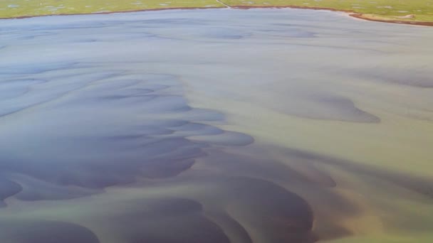 Scenic View Melting Glacier Olfusa River Southwest Iceland Aerial Drone — Vídeo de stock