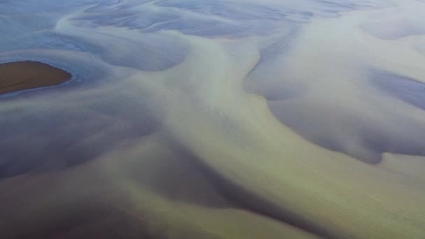 Abstract Aerial View Blue Olfusa River Winter Southern Iceland — стокове відео