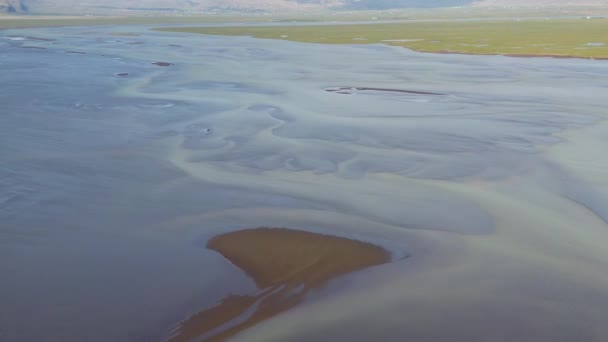 Dramatický Pohled Říční Vzory Tání Ledovce Řece Olfusa Jižním Islandu — Stock video