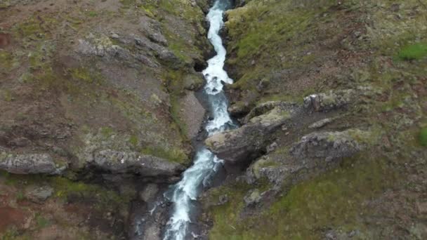 Водопады Исландии Которые Сложены Вместе Беспилотником Видео Выше Двигаться Над — стоковое видео