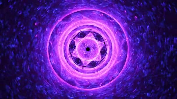 Crystalized Purple Flowering Nucleus Naadloze Looping Fractal Spiralen Abstracte Achtergrond — Stockvideo