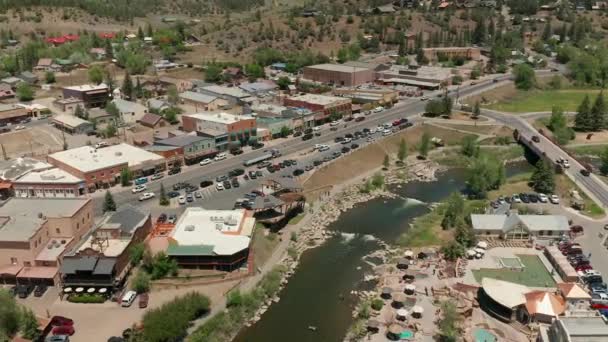 Aerial View Downtown Pagosa Springs Colorado — ストック動画