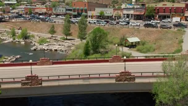 Aerial Reveal Downtown Pagosa Springs Colorado — Stockvideo