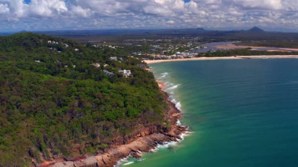 Aerial View Noosa National Park Noosa Heads Coastal Town Queensland — Video Stock