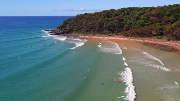 Rolling Waves Noosa National Park Surfers Summer Noosa Heads Queensland — Vídeo de Stock