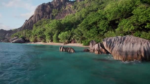 Fpv Drone Flying Indian Ocean Perfect Robinson Crusoe Beach Golden — Video Stock