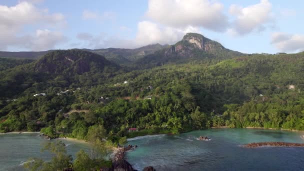 Flying Port Glaud Lagoon Golden Hour Mahe Seychelles — Stockvideo