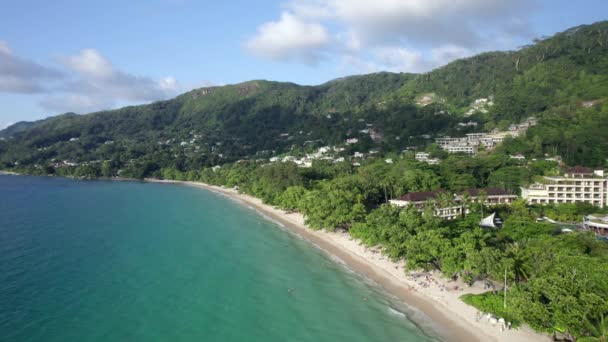 Static Drone Shot Beau Vallon Beach Mahe Seychelles — Stock videók