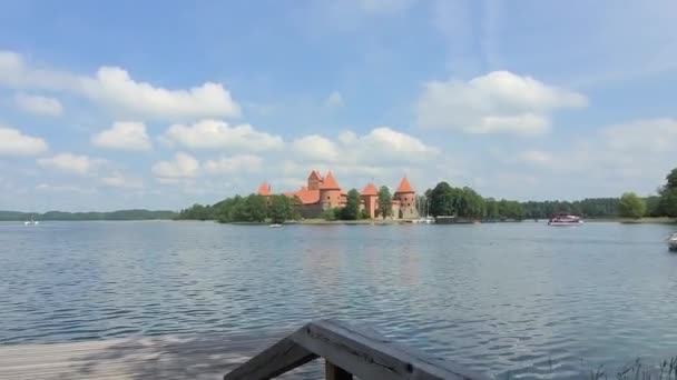 Trakai Castle Lithuania Fron Shore — Stock Video