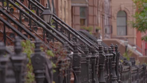 Historic Brownstone Buildings West Village Neighborhood Manhattan New York City — Stock Video