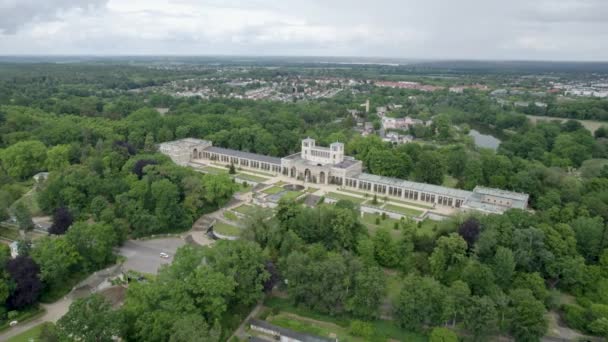 Aerial Shot Orangerieschloss Castle Potsdam Germany Green Forest — Stock videók