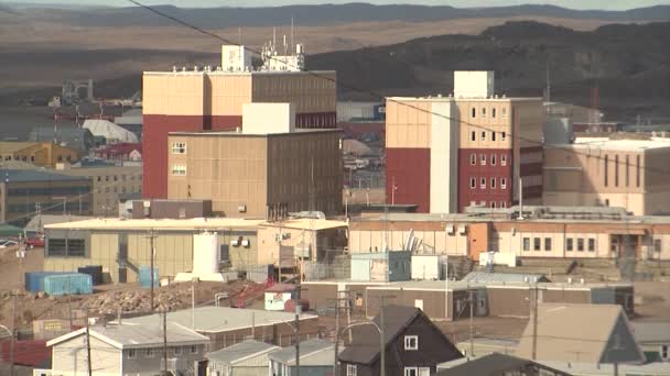 Iqaluit Oteli Tepeden Çekilen Çekimi — Stok video