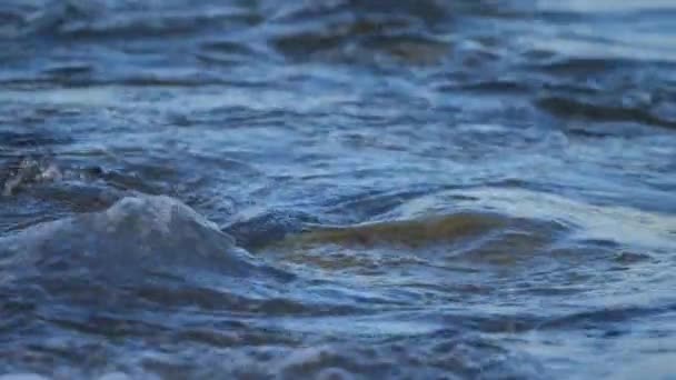 Water Waves Beach Foam Hitting Rocky Shore Estepona Spain Static — Vídeos de Stock