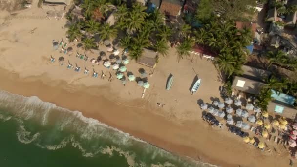Umbrellas Cottages Tropical Beach Resort Yelapa Jalisco Mexico Aerial — Stock Video