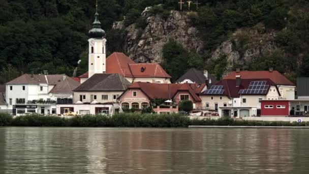 Houses Banks Danube — 图库视频影像