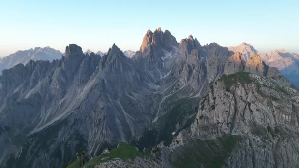 Чудовий Сонячний День Горах Доломітів Вид Tre Cime Lavaredo Три — стокове відео