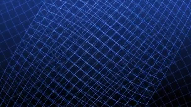 Две Синие Плоскости Сетки Пересекаются Образуют Светящийся Непрерывный Цикл Анимации — стоковое видео
