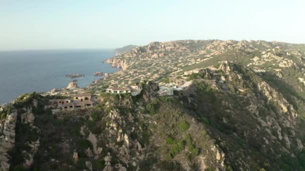 Famous Italian City Mountains Sardinia Island Aerial Pan Shot — Wideo stockowe