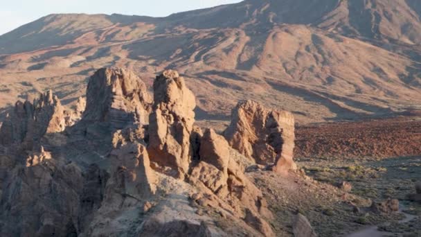 Vista Rochas Topo Vulcão Durante Nascer Sol Parque Nacional Teide — Vídeo de Stock