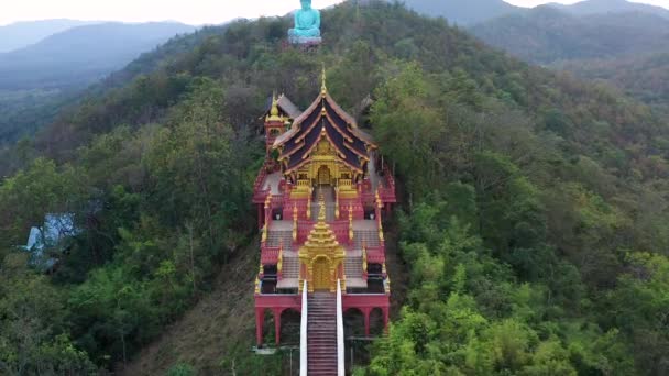 Luchtfoto Van Wat Doi Prachan Mae Tha Wat Phra Doi — Stockvideo