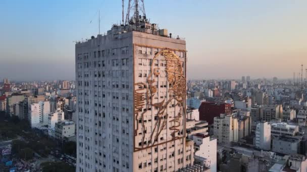 Letecký Oblouk Kolem Historické Budovy Evita Monserratu Buenos Aires — Stock video