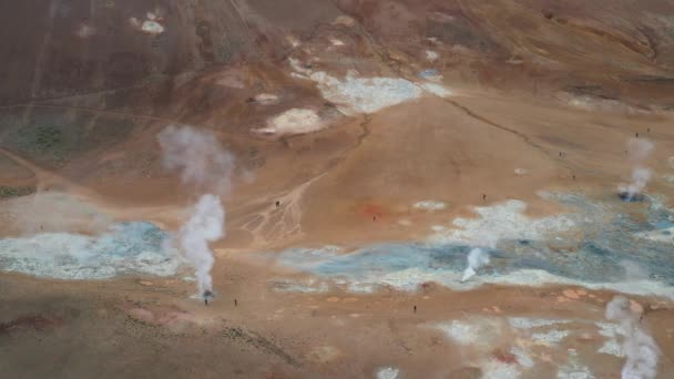 Landmannalaugar Geothermal Field Iceland Drone Video Moving Sideways — Stok video
