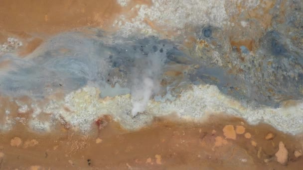 Champ Géothermique Landmannalaugar Islande Avec Vidéo Drone Dessus Descendant — Video