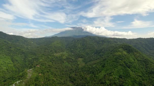 Drone Αποκαλύπτοντας Βουνοκορφή Στο Νησί Μπαλί Από Ζούγκλα Κοιλάδα Της — Αρχείο Βίντεο